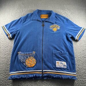Tombolo Shirt Mens XXL New York Knicks Terry Zip Up Fringe Blue Limited Edition